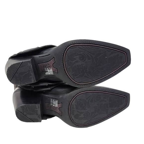 Ariat Defiance Foldover Belted Snip Toe Short Leather Studded Boots Size 6.5 B - Picture 7 of 10